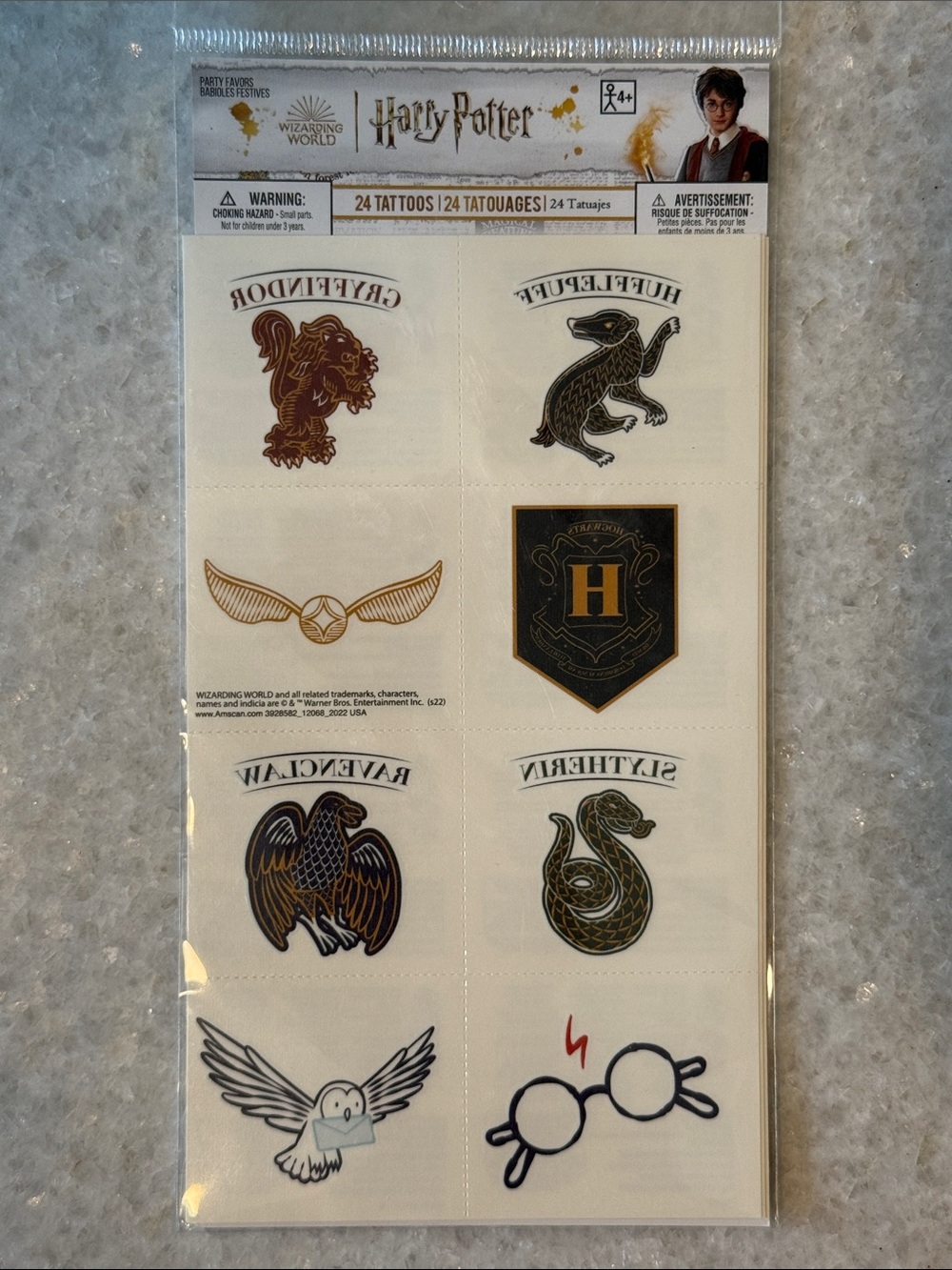 Party City Harry Potter Tattoo Sheet - 24 Tattoos